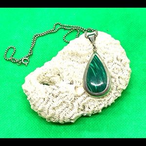 Vintage Sterling Malachite Necklace